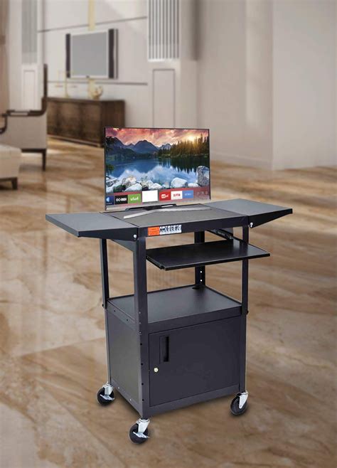 LUXOR AVJ42KBCDL Steel AV Cart with Adjustable 